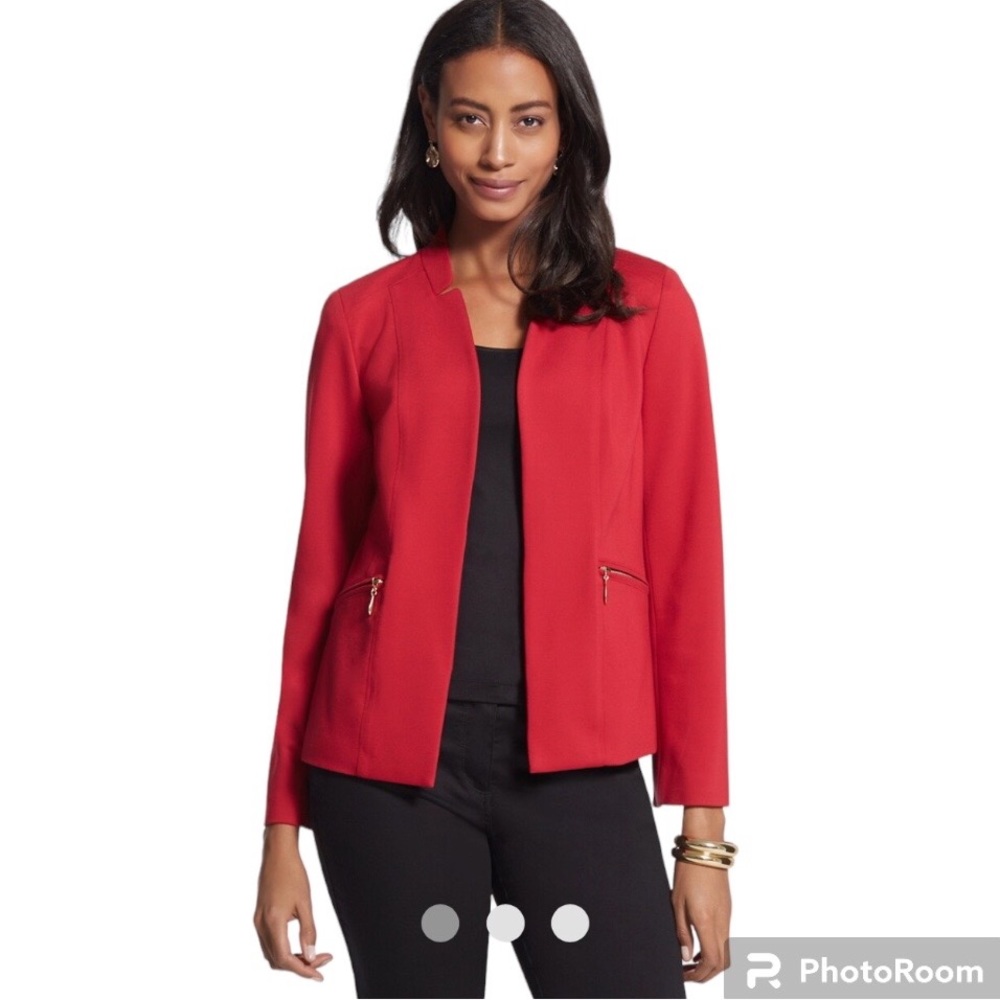 Chico’s Red Everyday Solid Ponte Jacket